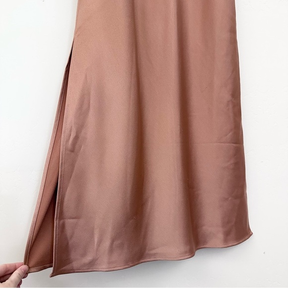 BHLDN Cali Satin Draped Cowl Neck Midi Slip Bridesmaid Dress Sedona - Picture 9 of 16